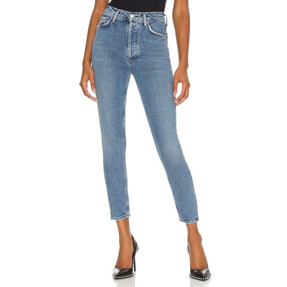 Agolde 'Nico' Blue High Rise Slim Denim Jean Size 28 - Picture 1 of 5